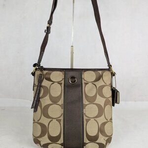 COACH F21905 SIGNATURE STRIPE DUFFLE SIGNATURE FABRIC Dark Brown